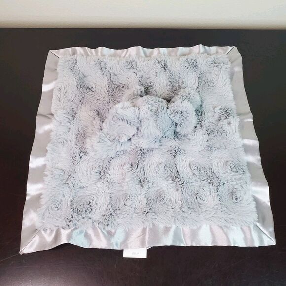 Cloud Island Gray Swirl Rosette Elephant Plush Lovey Security Blanket Satin - Picture 6 of 12
